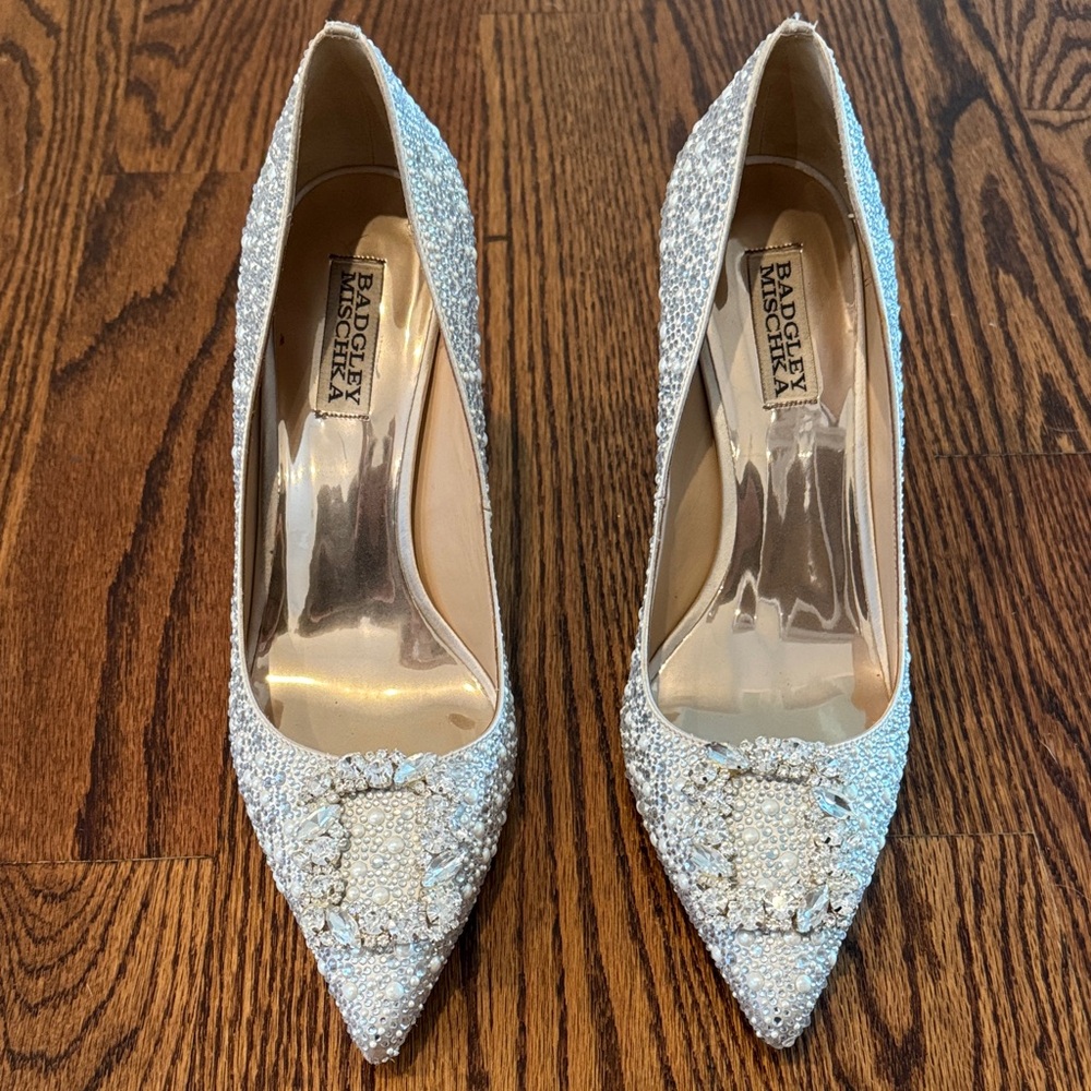 Badgley Mischka Glittering Silver Heels
